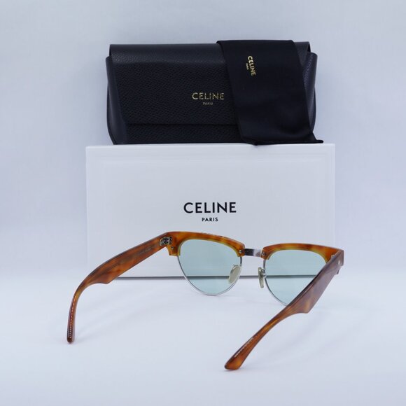 Final Price! Celine CL40059U 18N Light Havana/Blue Sunglasses - Picture 3 of 12